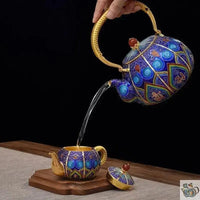 Thumbnail for Service à thé en argent pur cloisonné | Théières à la folie