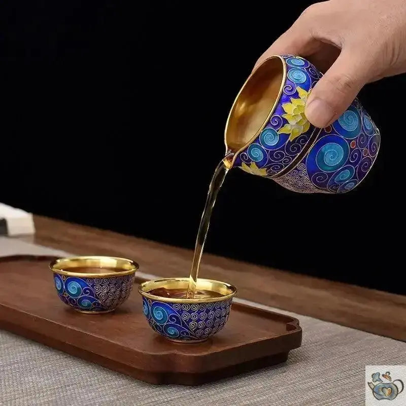 Service à thé en argent pur cloisonné | Théières à la folie