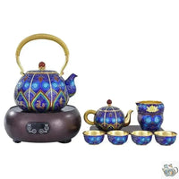 Thumbnail for Service à thé en argent pur cloisonné | Théières à la folie