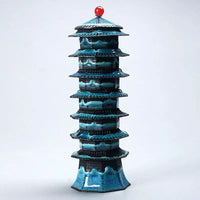 Thumbnail for Service à thé céramique bleue pagode de voyage | Théières à la folie