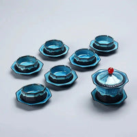 Thumbnail for Service à thé céramique bleue pagode de voyage | Théières à la folie