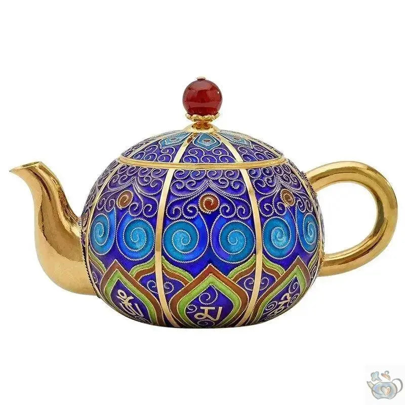 Service à thé en argent pur cloisonné | Théières à la folie