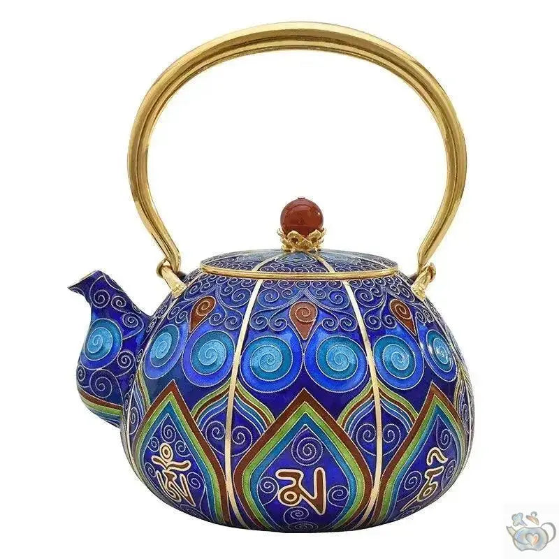 Service à thé en argent pur cloisonné | Théières à la folie