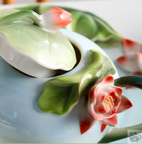 Thumbnail for Service à thé en porcelaine émaillée lotus 3D | Théières à la folie