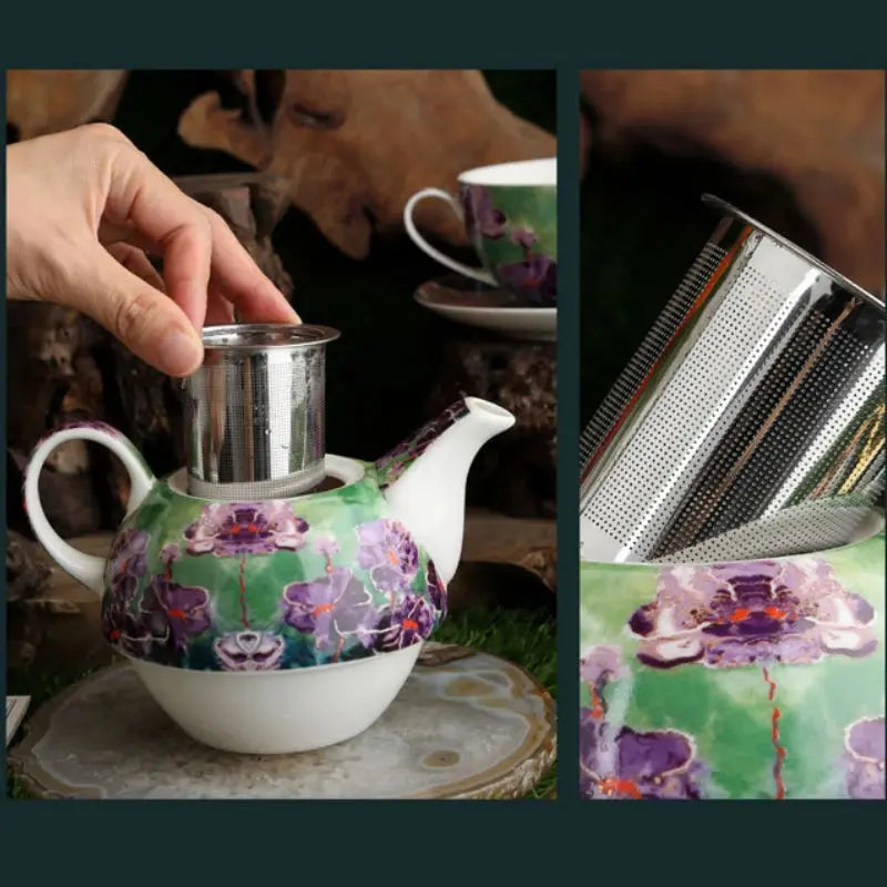 Service à thé évolutif  porcelaine fleurie | Théières à la folie