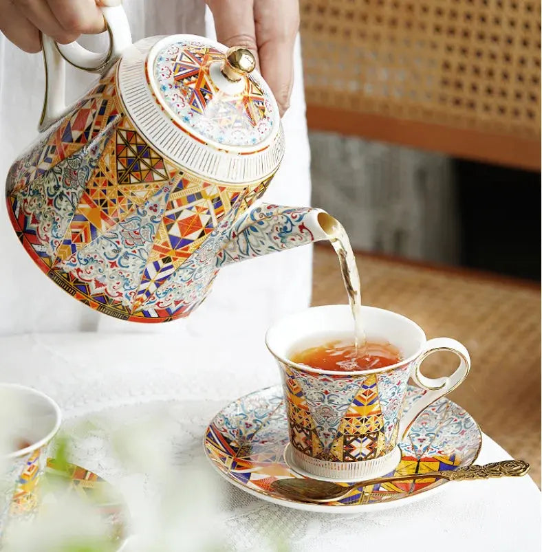 Service à thé pour 2 porcelaine kaléidoscope | Théières à la folie