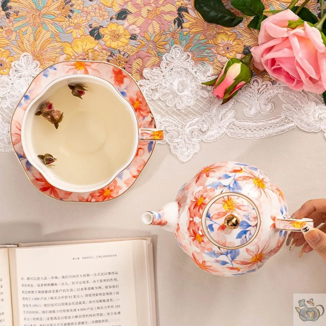Service à thé solo porcelaine aquarelle | Théières à la folie