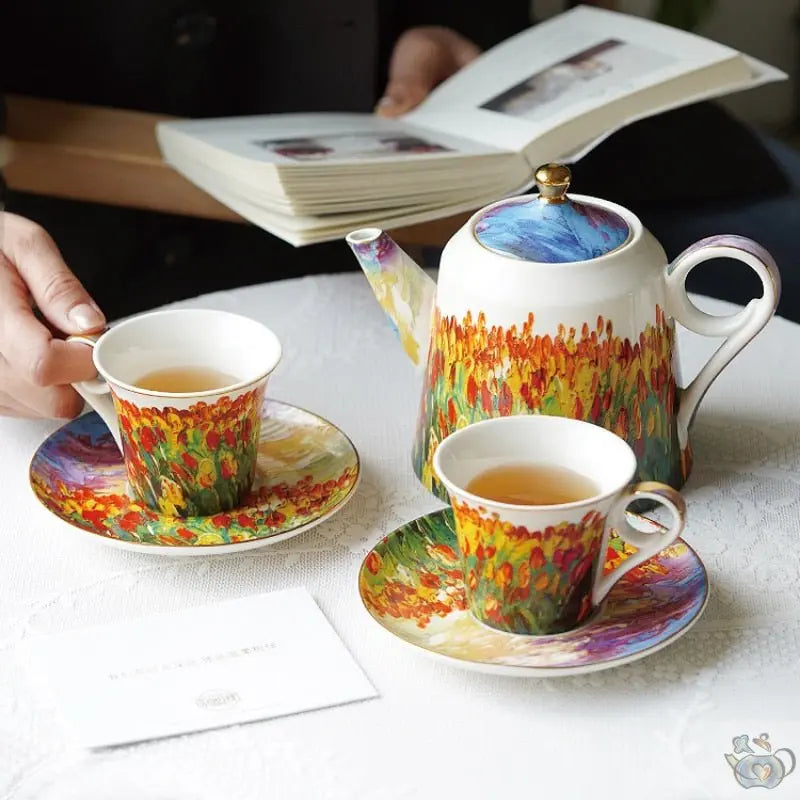 Service thé anglais porcelaine impressionniste | Théières à la folie