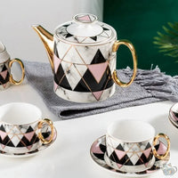 Thumbnail for Service thé ou café porcelaine marbrée art déco | Théières à la folie