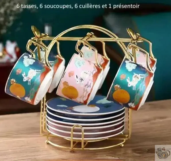 Service thé porcelaine couleurs vives nacrées | Théières à la folie