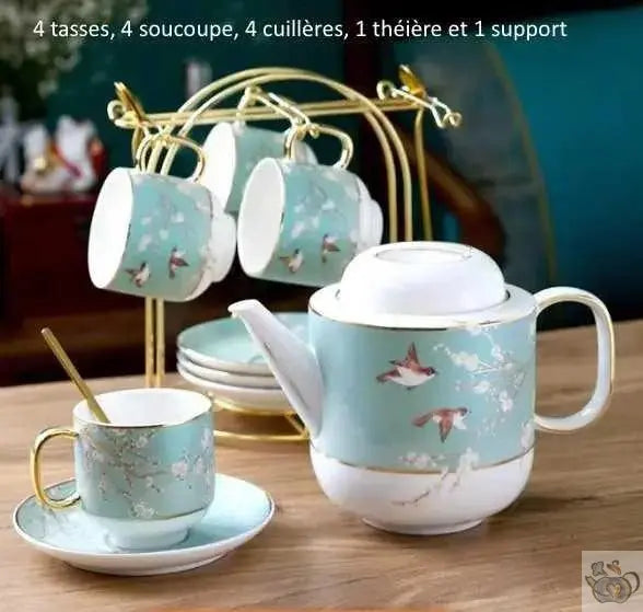 Service thé porcelaine couleurs vives nacrées | Théières à la folie