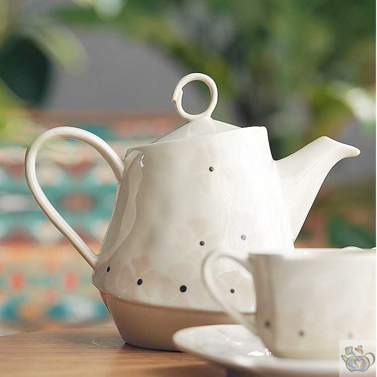 Service thé porcelaine ivoire design enroulé | Théières à la folie