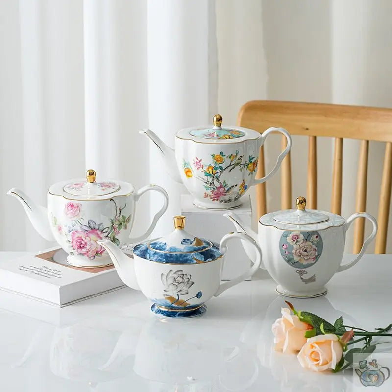Service thé porcelaine lotus et flots bleus | Théières à la folie