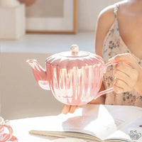 Thumbnail for Service thé porcelaine nacrée rose ou blanc | Théières à la folie