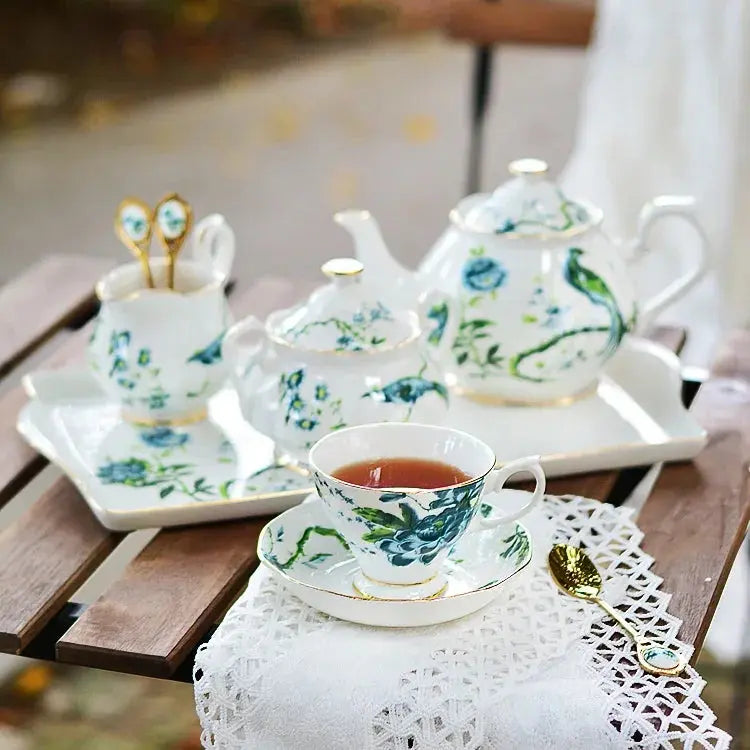 Service thé porcelaine style anglais rétro | Théières à la folie