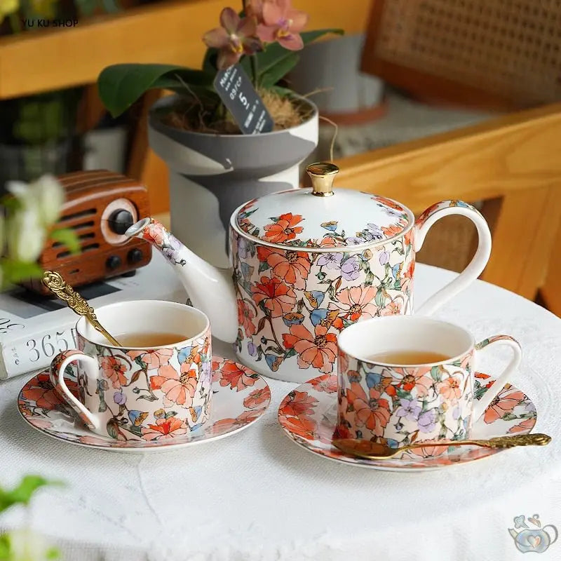 Théière en Porcelaine Ensemble théière et tasse for 1, ensemble théière et  tasse à thé for une, théière une tasse, ensemble de thé en porcelaine