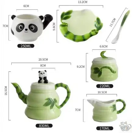 Service à thé porcelaine fantaisie Panda | Théières à la folie