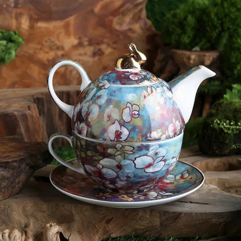 Set à thé solitaire porcelaine fleurie | Théières à la folie
