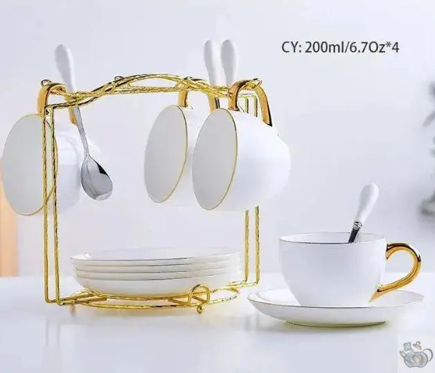 ​Set de thé en porcelaine blanche et or | Théières à la folie