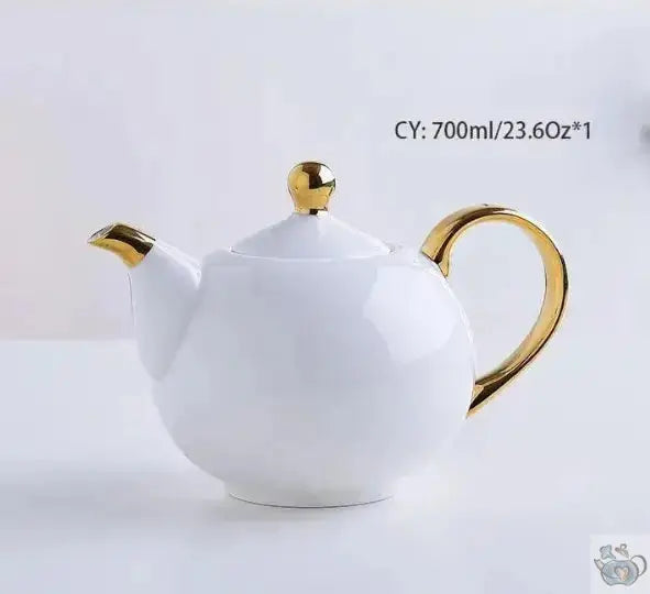 ​Set de thé en porcelaine blanche et or | Théières à la folie