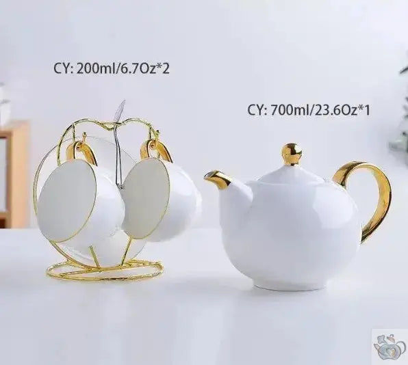 ​Set de thé en porcelaine blanche et or | Théières à la folie