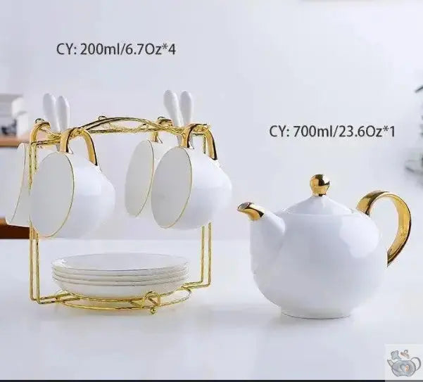 ​Set de thé en porcelaine blanche et or | Théières à la folie