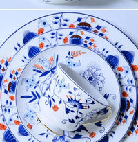 Thumbnail for Set pour 2 en porcelaine motifs blanc bleu | Théières à la folie
