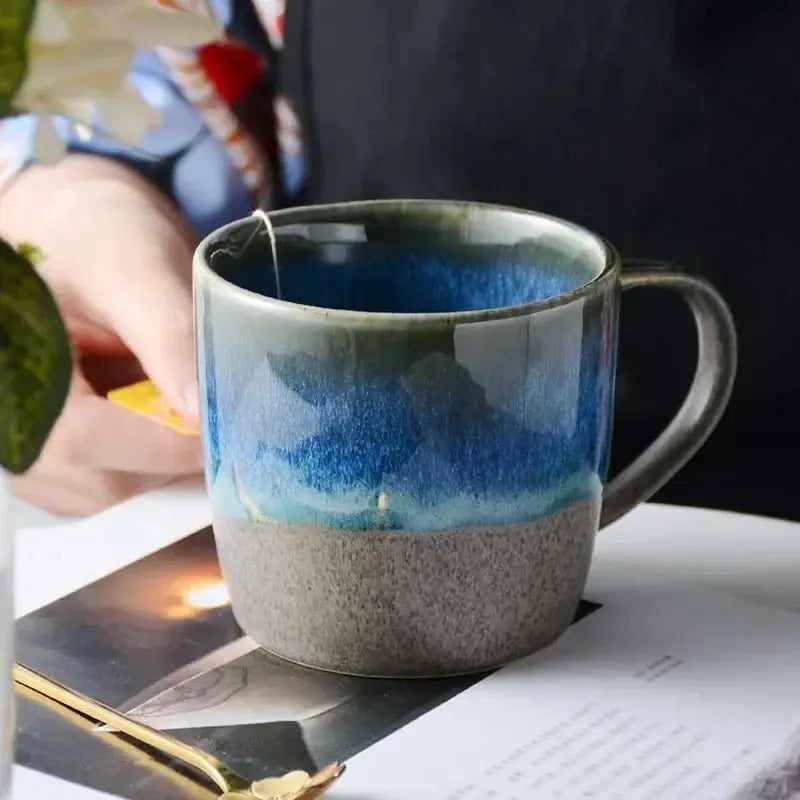 Tasse-Mug céramique bleu style japonais rétro | Théières à la folie