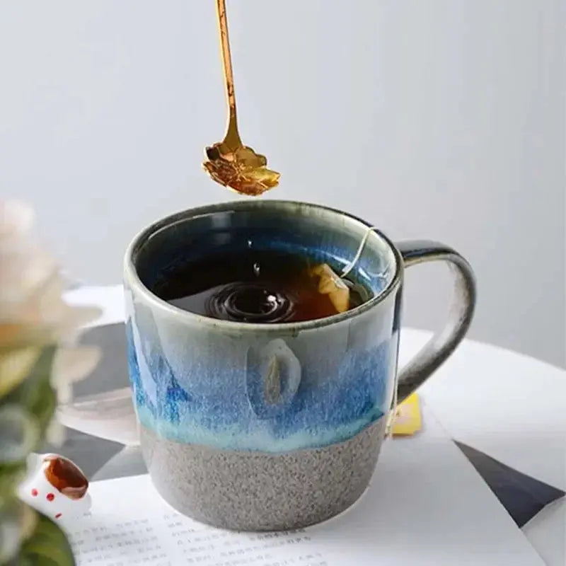 Tasse-Mug céramique bleu style japonais rétro | Théières à la folie