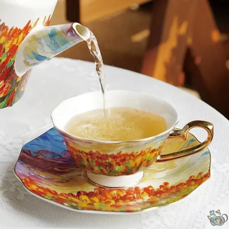 Tasse à thé porcelaine motif impressionniste | Théières à la folie