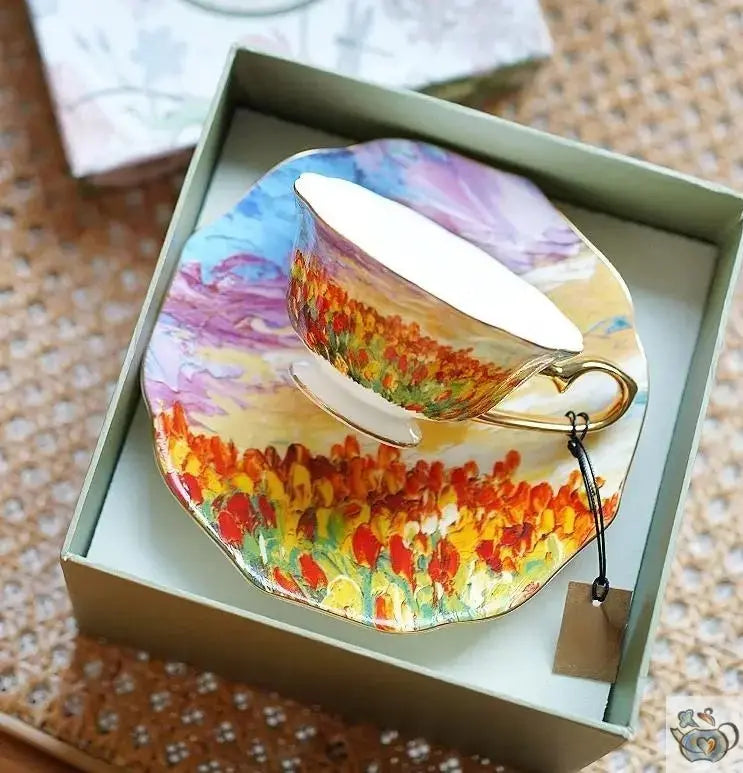 Tasse à thé porcelaine motif impressionniste | Théières à la folie