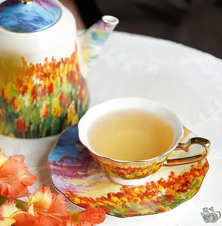 Tasse à thé porcelaine motif impressionniste | Théières à la folie