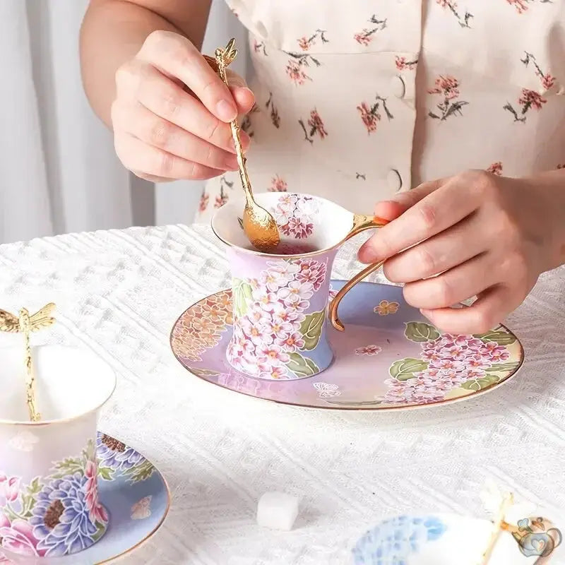 Tasse avec soucoupe à l'américaine nuances pastel | Théières à la folie