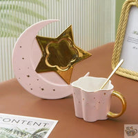 Thumbnail for Tasse en porcelaine sur soucoupe lune étoilée | Théières à la folie