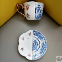 Thumbnail for Tasse et soucoupe porcelaine design patchwork | Théières à la folie