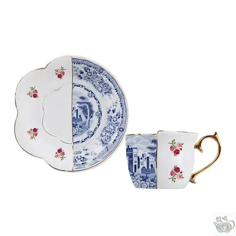 Tasse et soucoupe porcelaine design patchwork | Théières à la folie