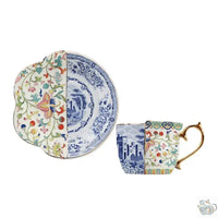 Thumbnail for Tasse et soucoupe porcelaine design patchwork | Théières à la folie