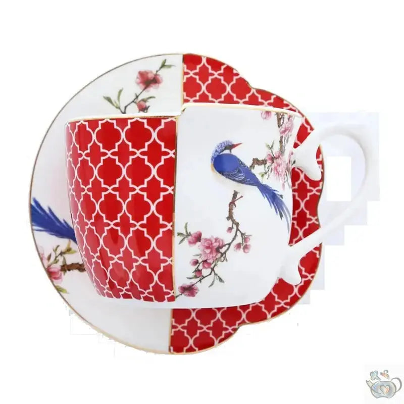 Tasse et soucoupe porcelaine design patchwork | Théières à la folie