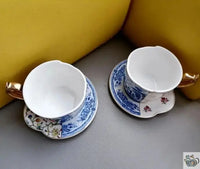 Thumbnail for Tasse et soucoupe porcelaine design patchwork | Théières à la folie