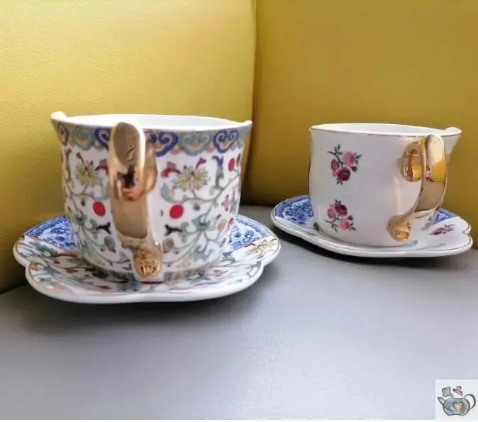 Tasse et soucoupe porcelaine design patchwork | Théières à la folie