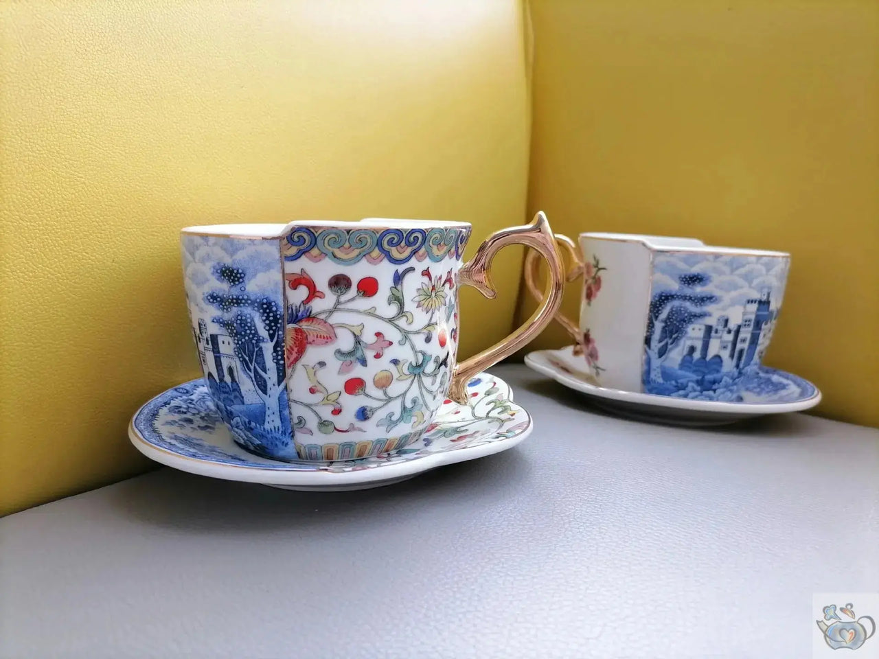 Tasse et soucoupe porcelaine design patchwork | Théières à la folie