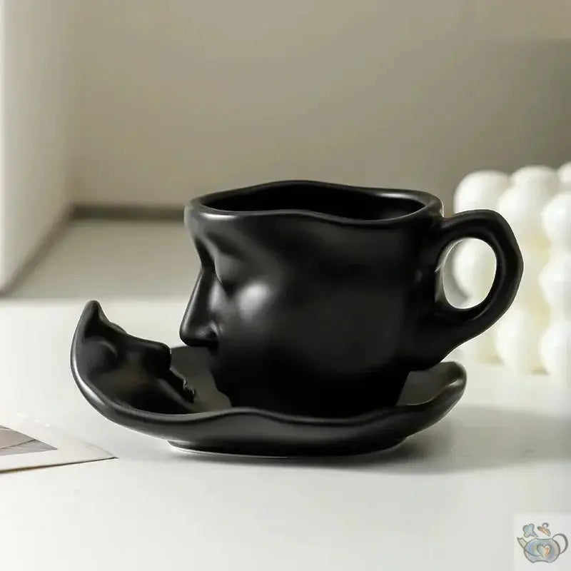 Tasse porcelaine art déco visage en miroir | Théières à la folie