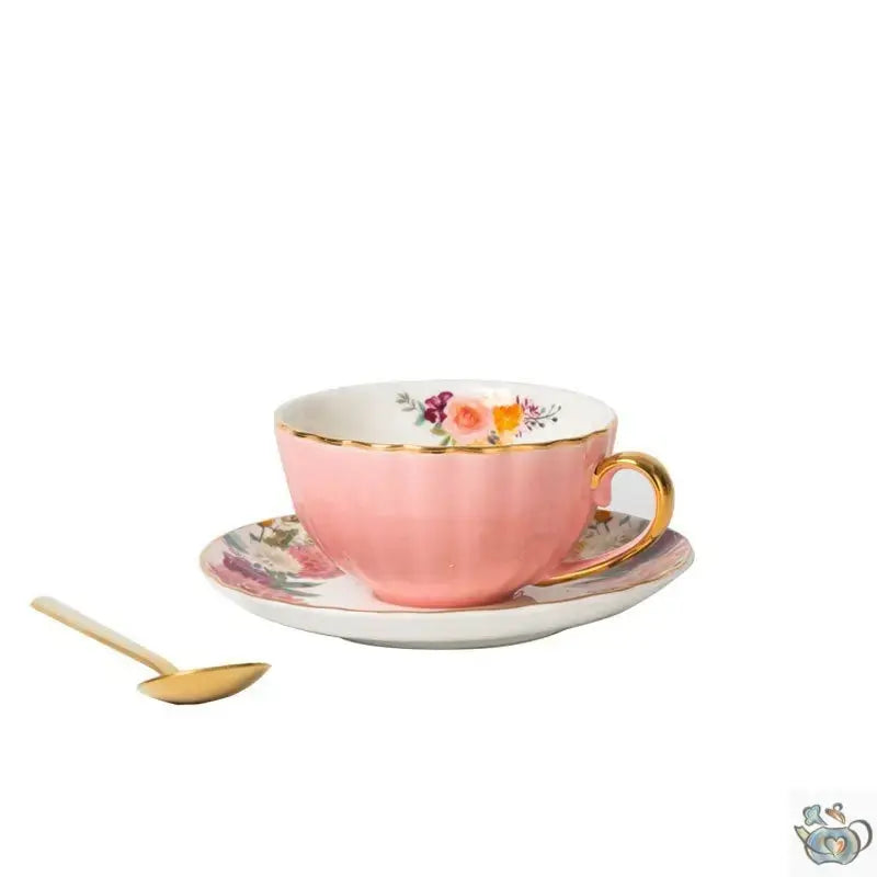 ​Tasse porcelaine couleur unie et soucoupe fleurie  |  Théières à la folie