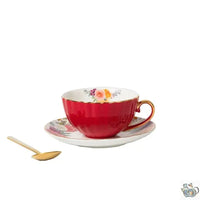 Thumbnail for ​Tasse porcelaine couleur unie et soucoupe fleurie  |  Théières à la folie