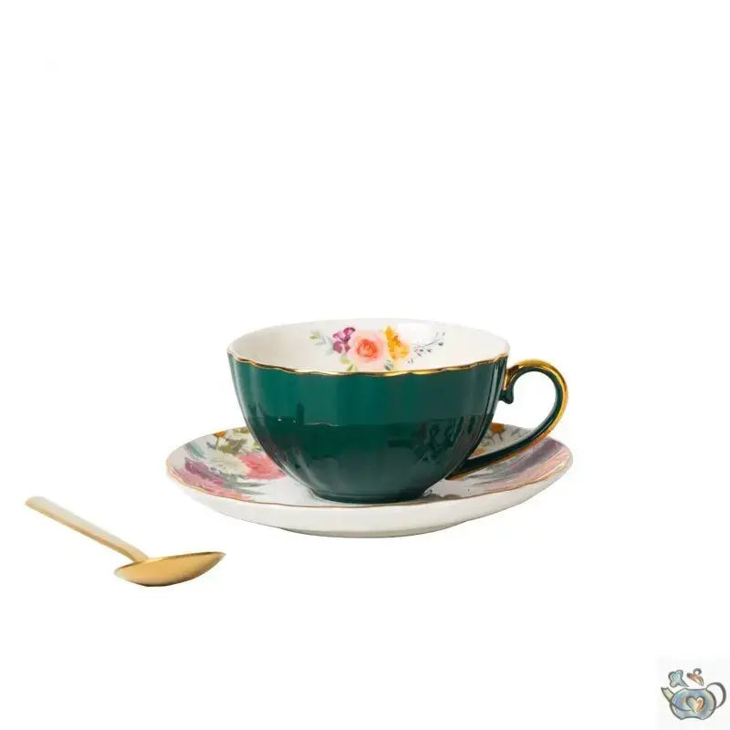 ​Tasse porcelaine couleur unie et soucoupe fleurie  |  Théières à la folie