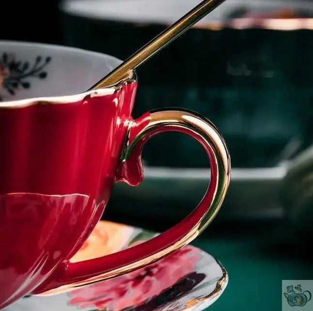 Tasse porcelaine couleur unie et soucoupe fleurie | Théières à la folie