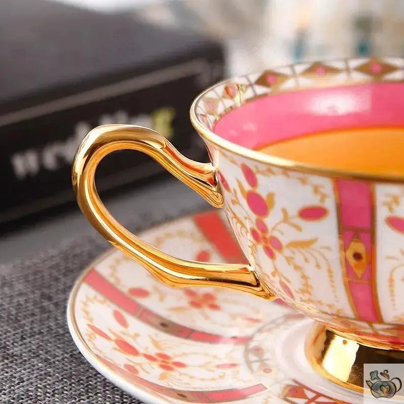 Tasse porcelaine rose ou bleu motifs rayonnant | Théières à la folie