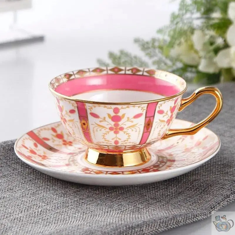 Tasse porcelaine rose ou bleu motifs rayonnant | Théières à la folie