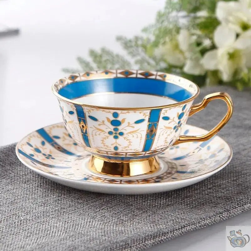 Tasse porcelaine rose ou bleu motifs rayonnant | Théières à la folie