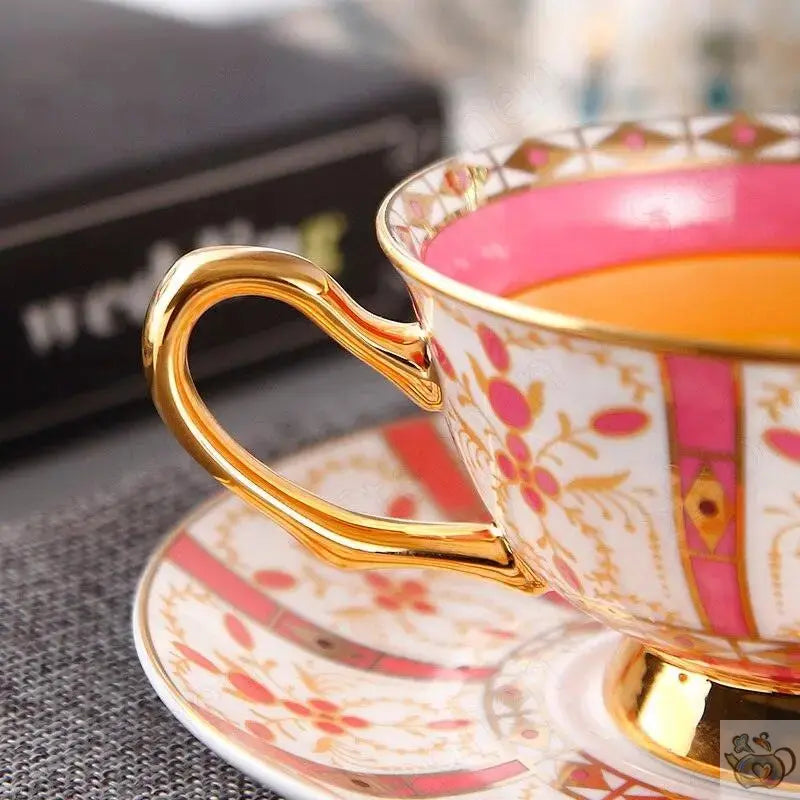 Tasse porcelaine rose ou bleu motifs rayonnant | Théières à la folie